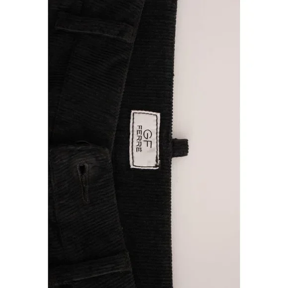 GF Ferre Elegant Black Cotton Corduroy Pants